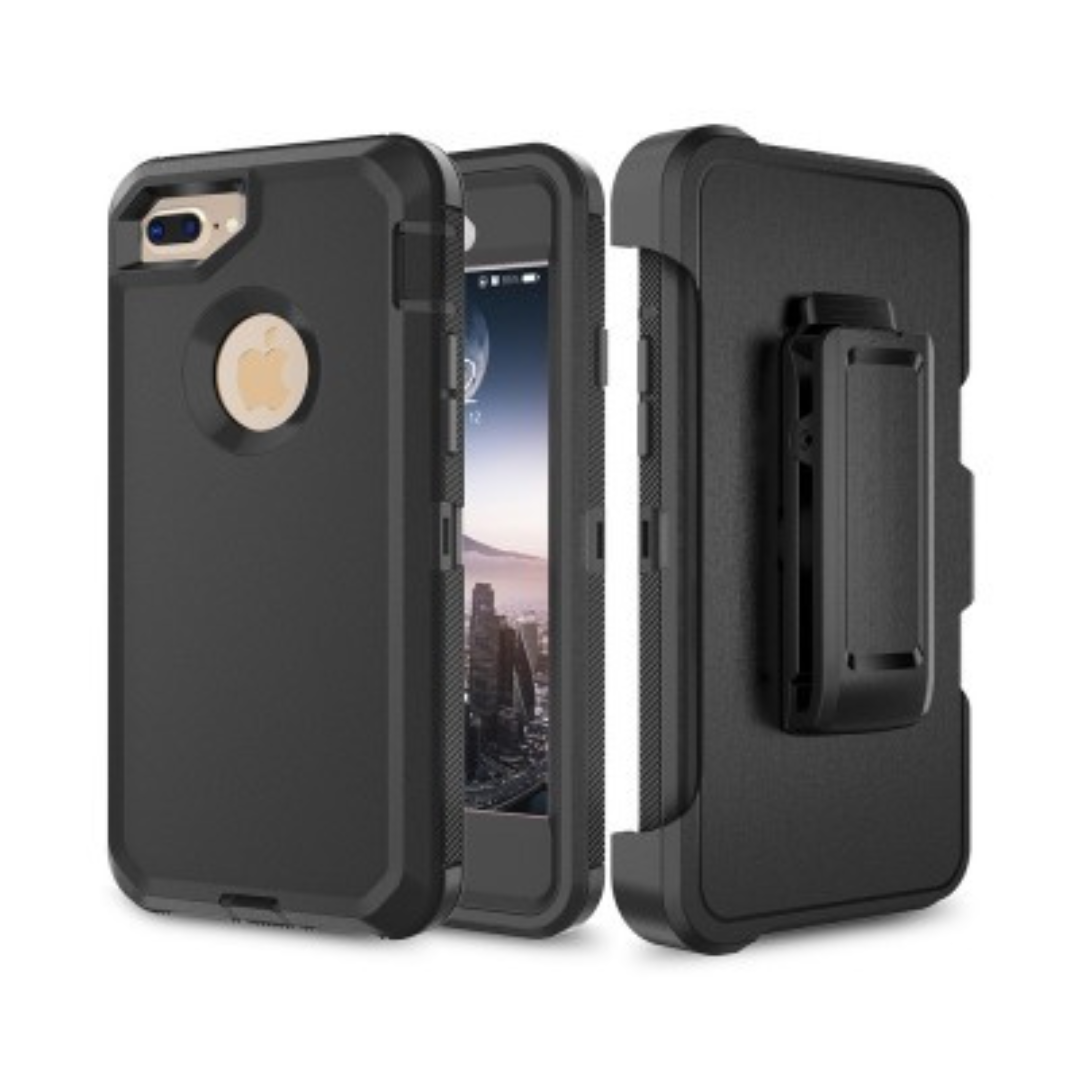 iPhone 7 Plus Compatible Case Cover With Shockproof Robot Armor Hard Plastic And Belt Clip - Black