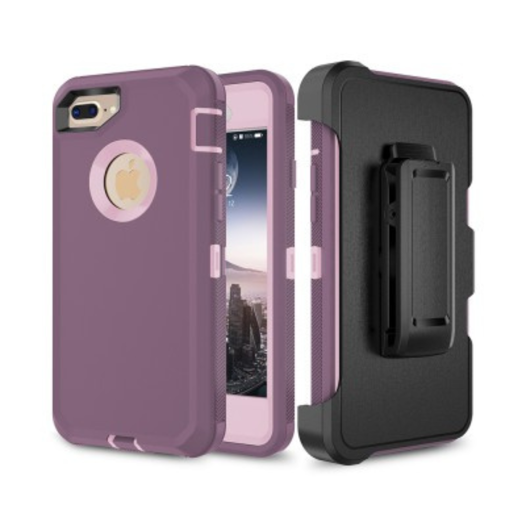 iPhone 7 Plus Compatible Case Cover With Shockproof Robot Armor Hard Plastic And Belt Clip - Purple