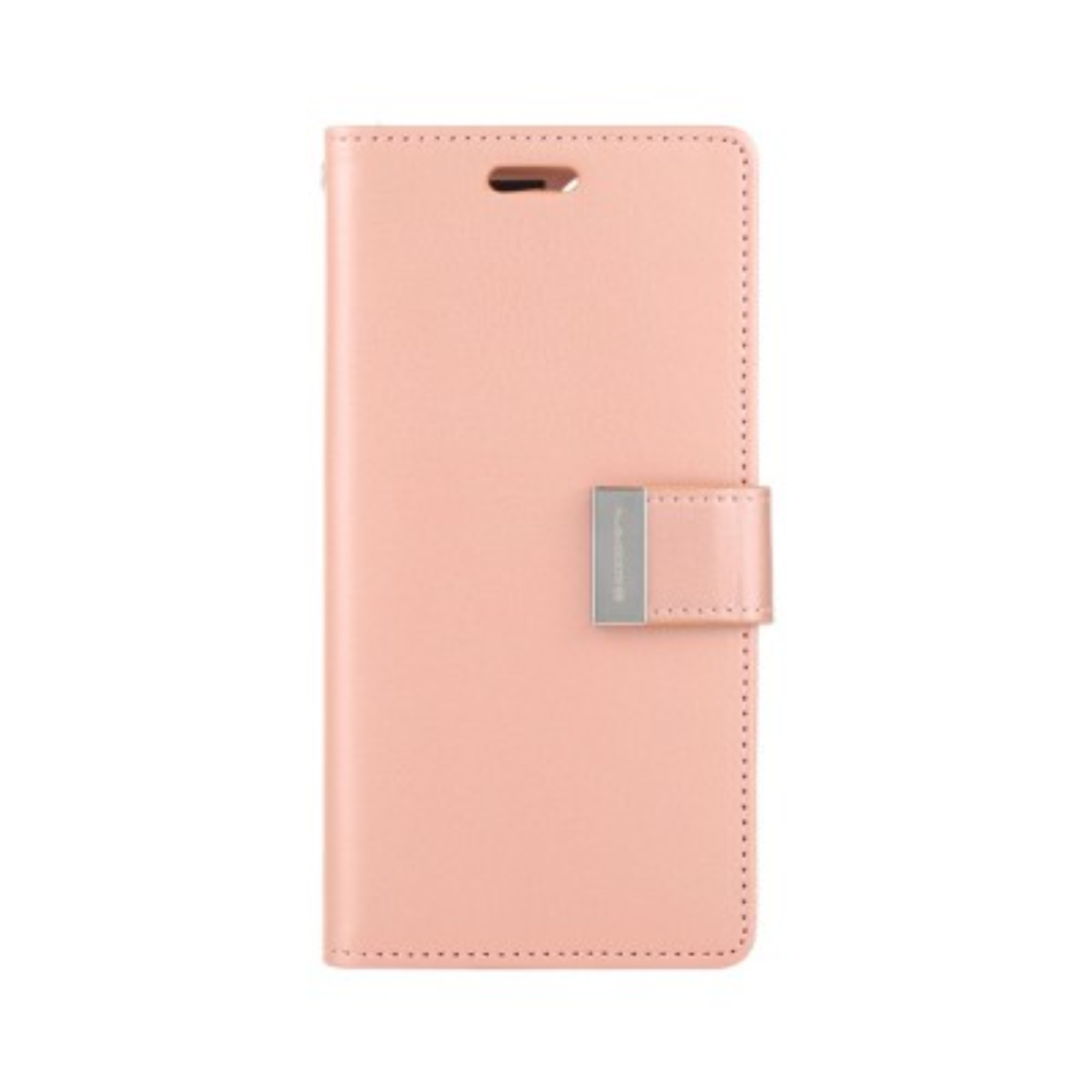 iPhone 13 Pro Compatible Case Cover With Rich Diary - Rose Gold