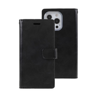 Thumbnail for iPhone 15 Pro Flip Wallet Case Cover with Metal Snap-On Fastener - PU Leather & TPU Featuring Front Cover, Multiple Card Holder Slots & Shock Resistance - Black