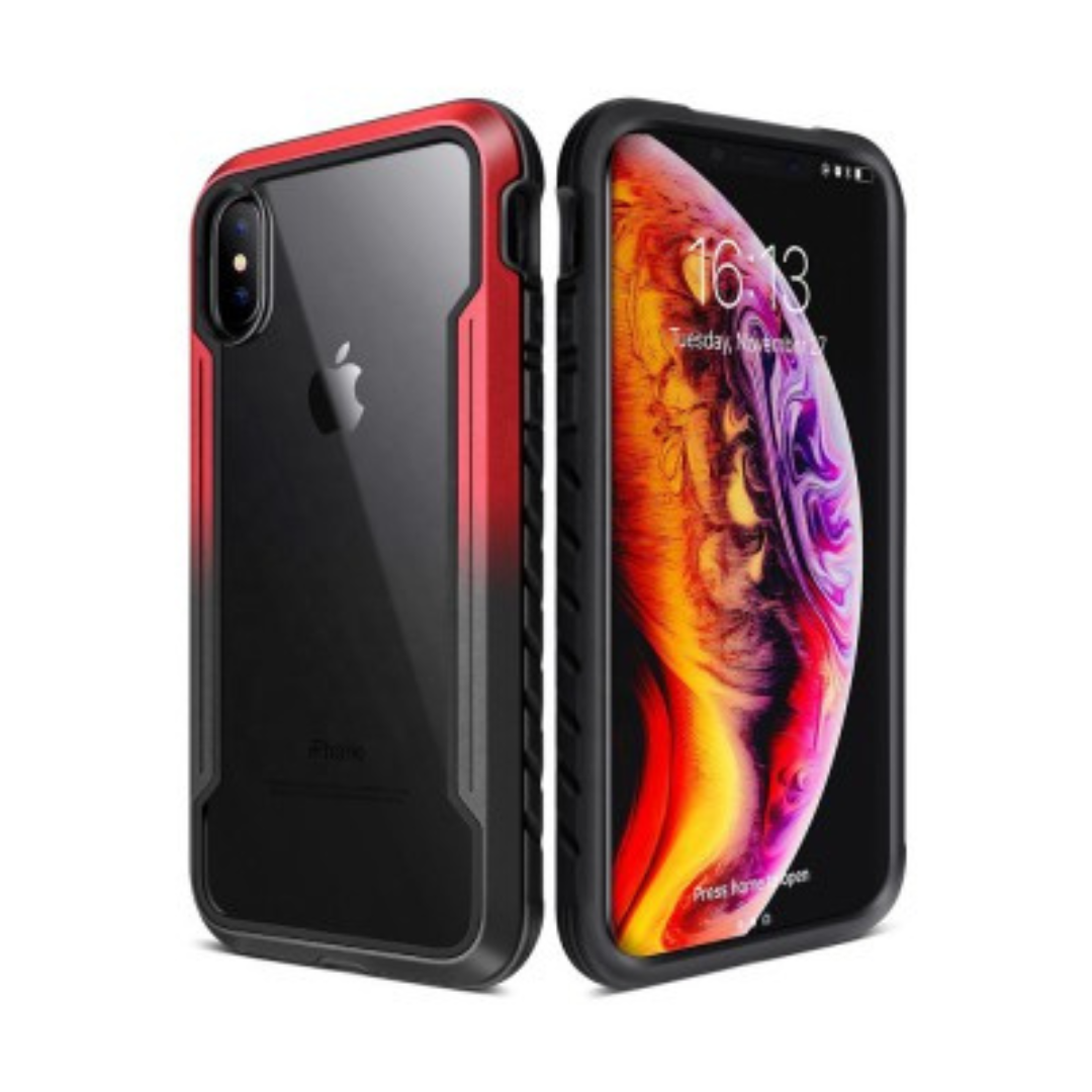 iPhone XS Compatible Case Cover With Shockproof Armor Heavy-Duty - Black+Red