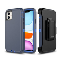 Thumbnail for iPhone 11 Compatible Case Cover With Robot Armor Hard Plastic And Belt Clip - Navy