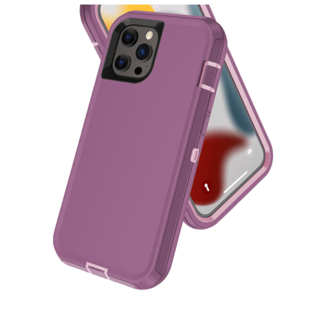 iPhone 14 Pro Max Compatible Case Cover With Robot Armor Hard Plastic And Belt Clip - Purple