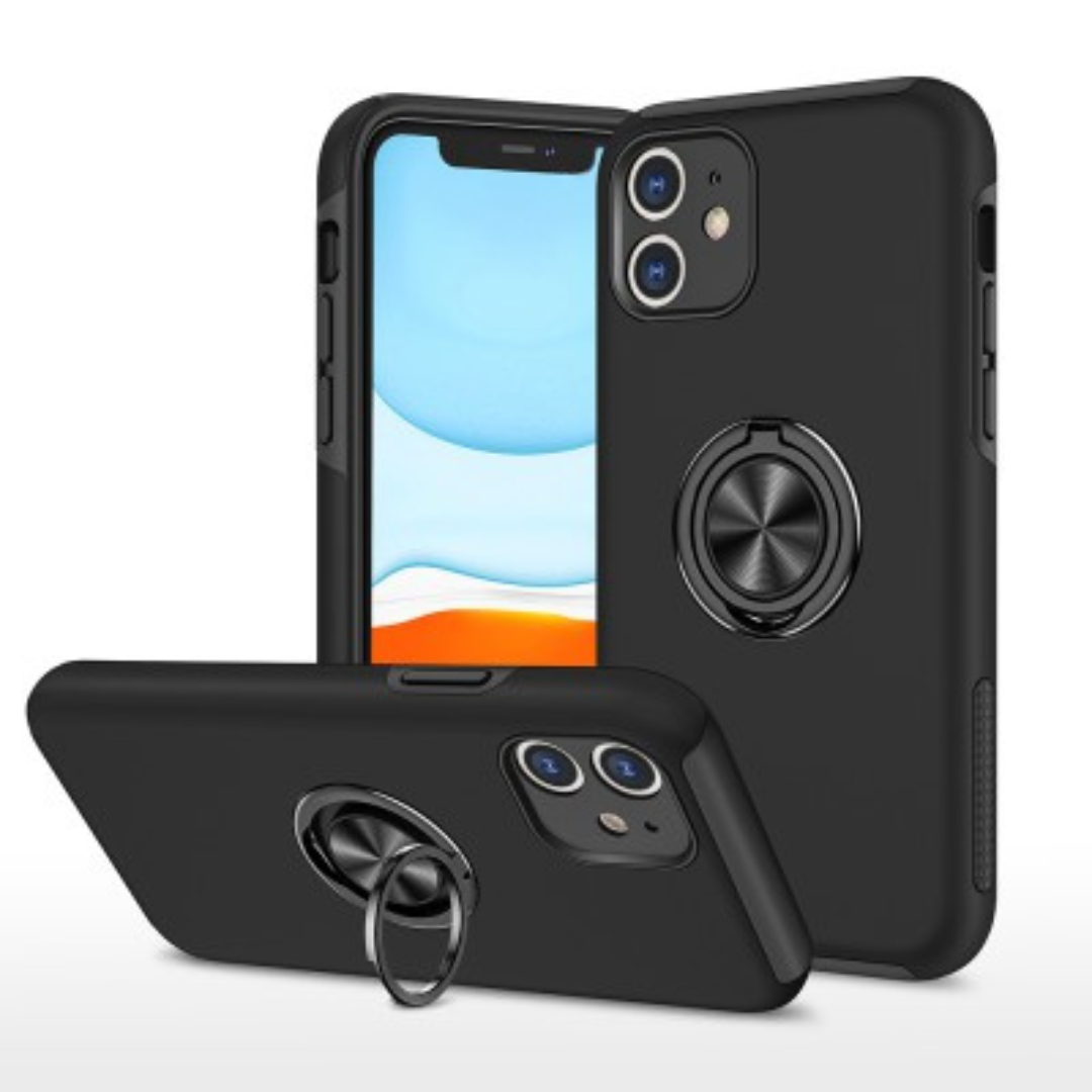 iPhone 11 Compatible Case Cover With Shockproof Magnetic Ring Holder - Black