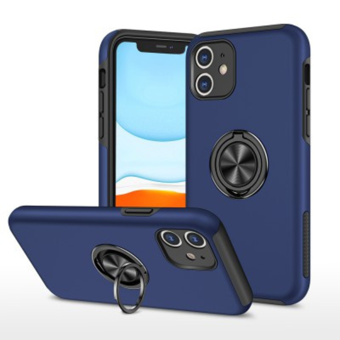 iPhone 11 Compatible Case Cover With Shockproof Magnetic Ring Holder - Navy