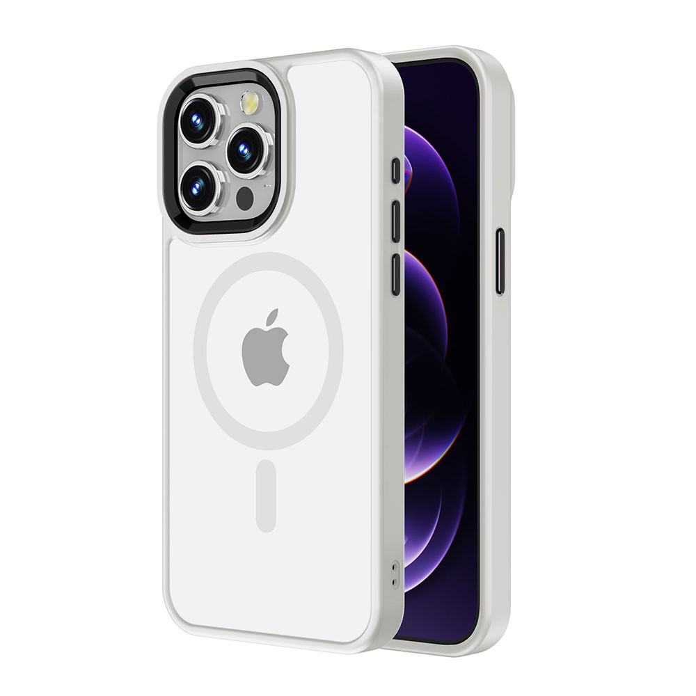 iPhone 13 Pro Max Compatible Case Cover With Transparent Camera Lens Protection And Compatible With MagSafe Technology - White