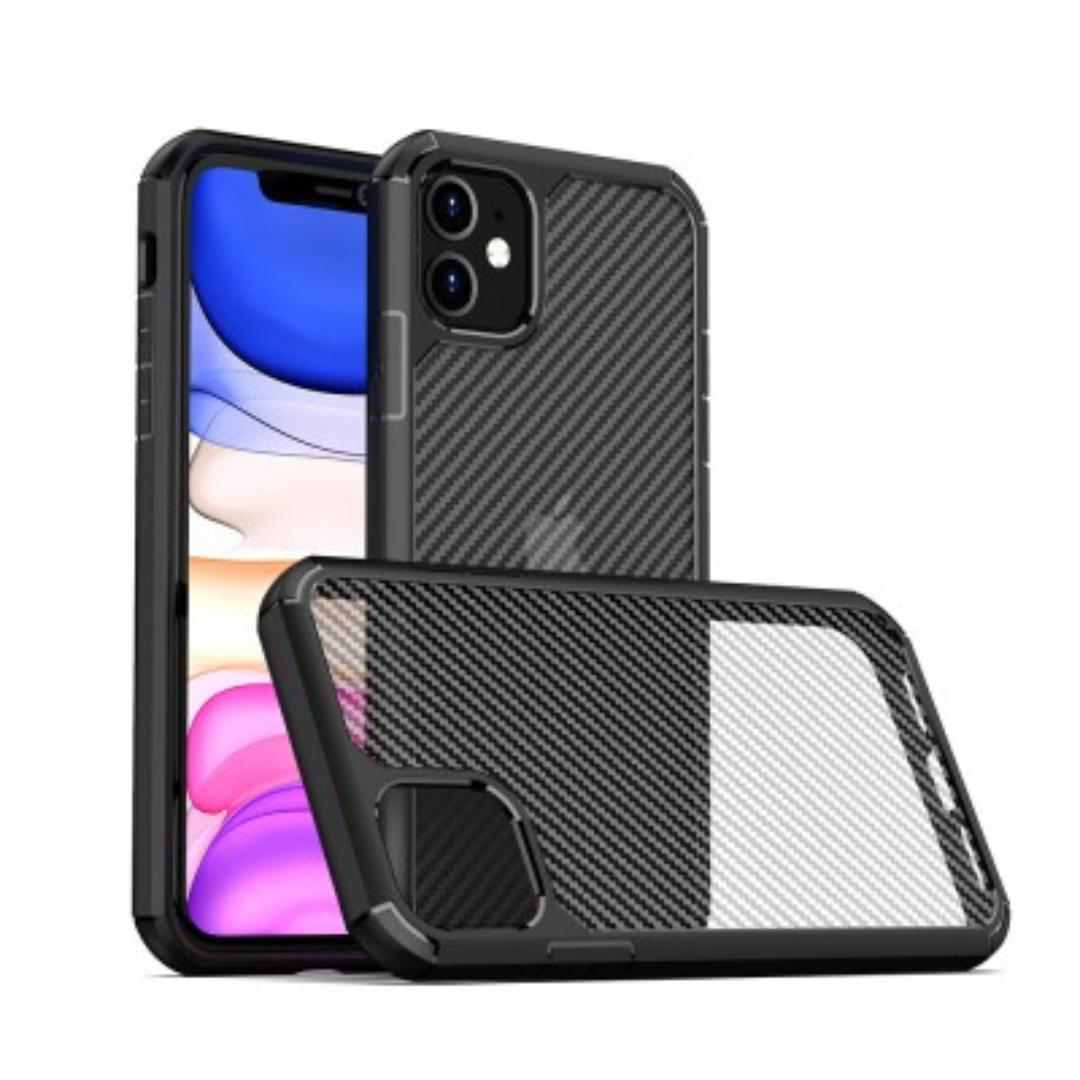 iPhone 11 Compatible Case Cover With Hard Shield Carbon Fiber