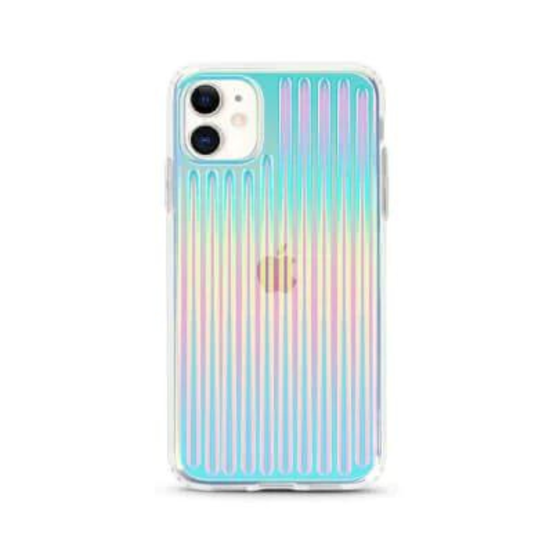 Case cover with hologram aurora laser stripe effect, fits iPhone 12 / 12 Pro (6.1'')