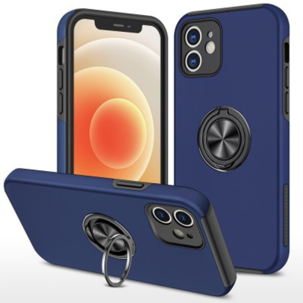 iPhone 14 Compatible Case Cover With Shockproof And Magnetic Ring Holder - Navy