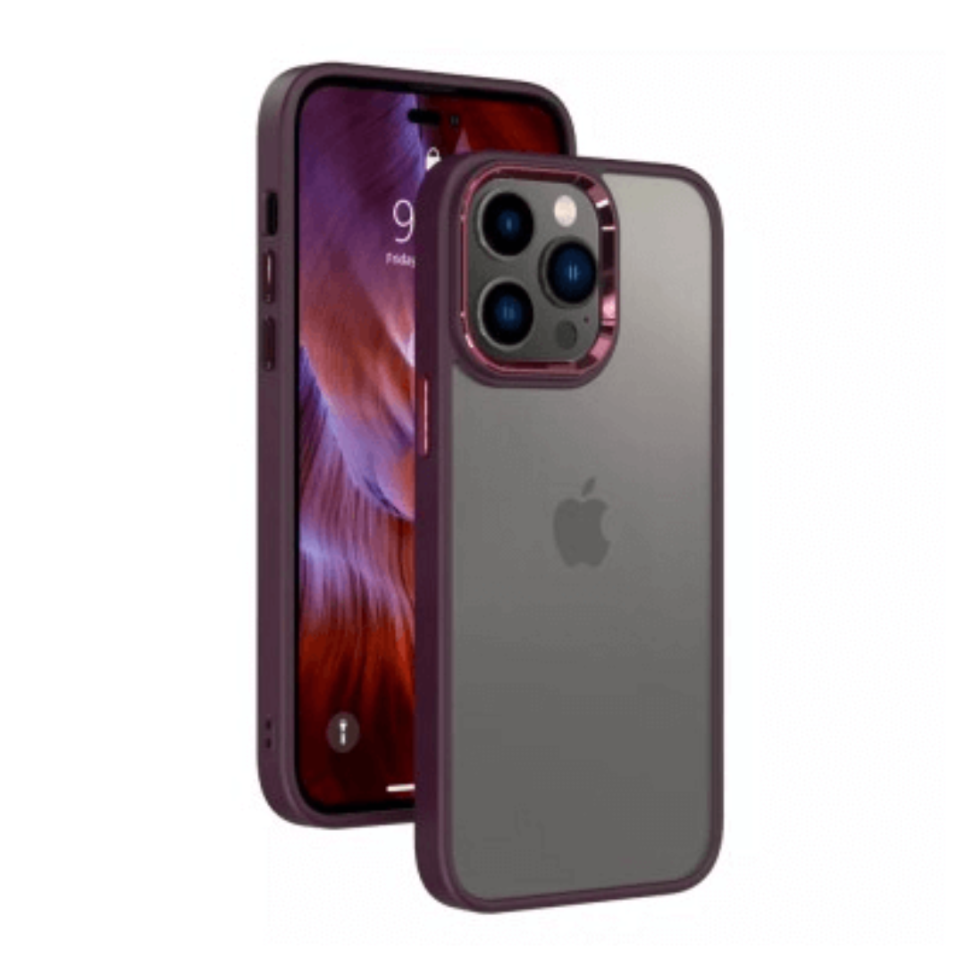 iPhone 14 Plus Compatible Case Cover With Shockproof Metal Camera Lens And Protection - Wine