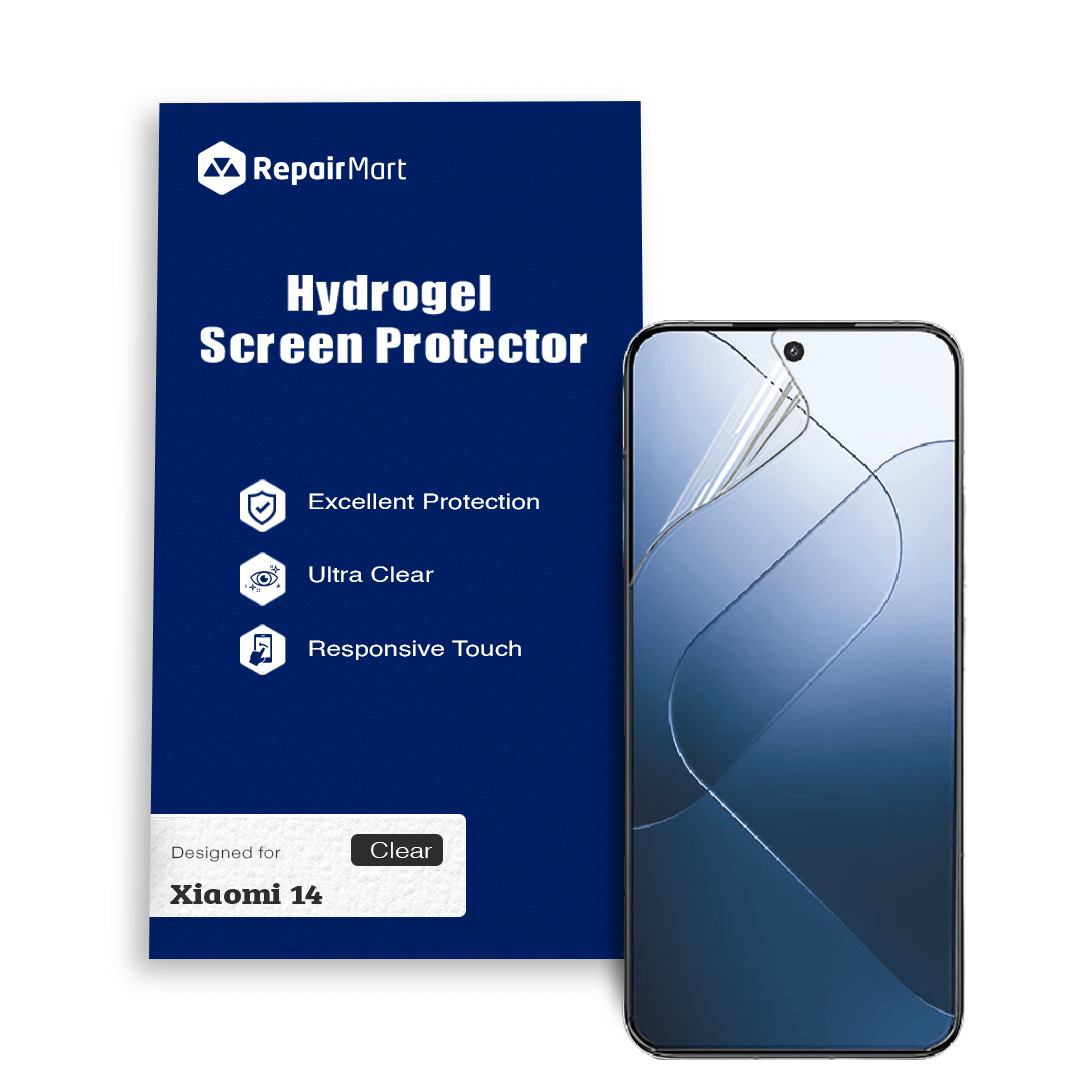 RepairMart hydrogel screen protector for Xiaomi 14 with packaging on a white background