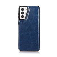Thumbnail for Back Flip Leather Wallet Cover Case for Samsung Galaxy S21 Plus - Black
