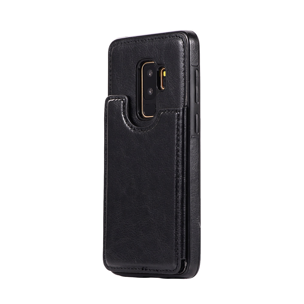 samsung-galaxy-s9-plus-leather-wallet-flip-case-cover-black-19552 Black