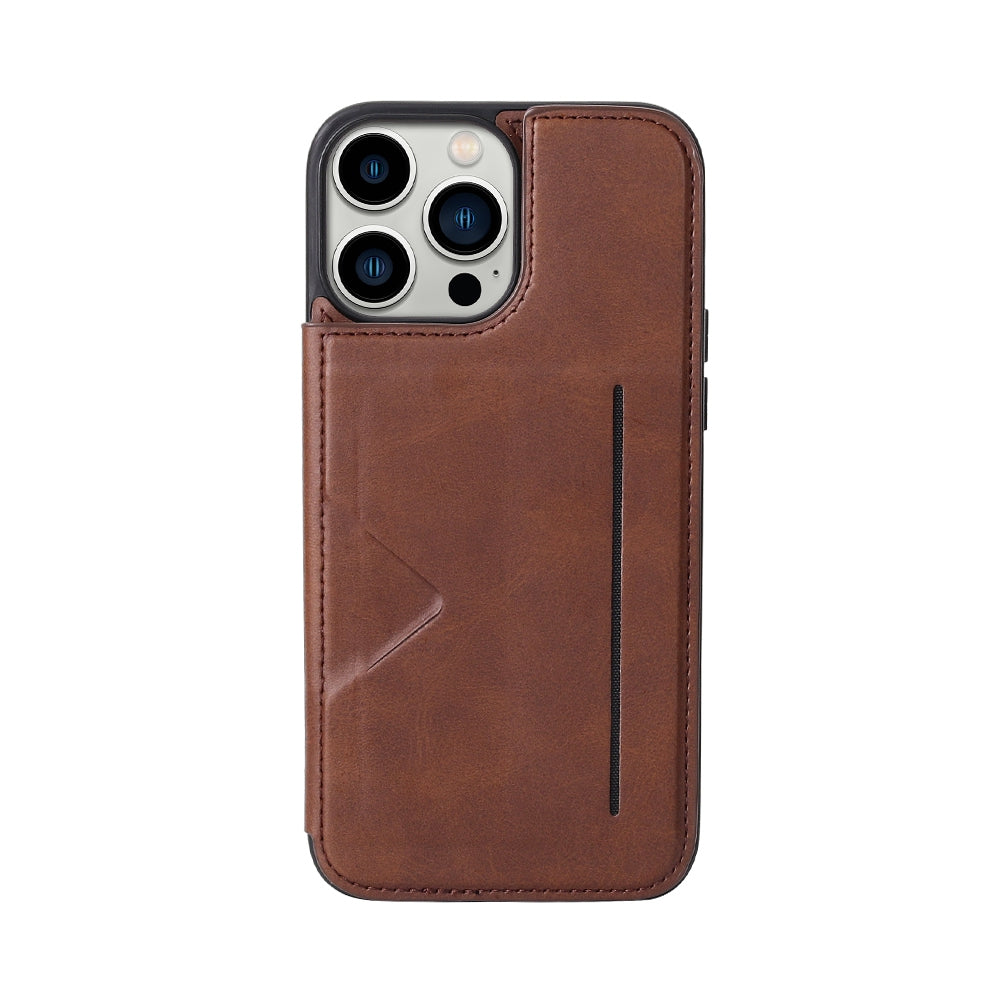 Hanman Back Flip Leather Wallet Shockproof Cover Case for iPhone 15 Plus - Black