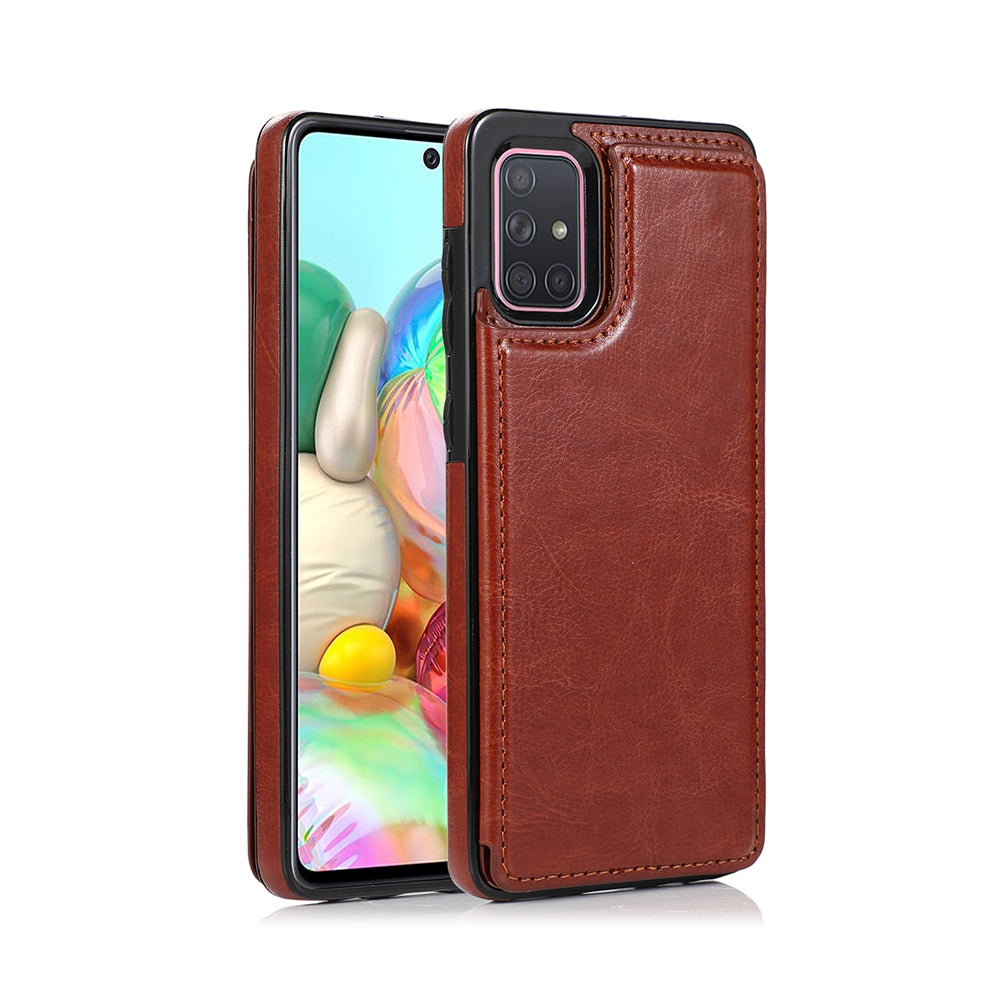 Samsung Galaxy A71 Leather Wallet Flip Case Cover - Black