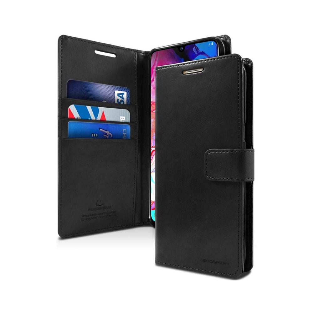 Samsung Galaxy A70 Leather Wallet Flip Case Cover - Black
