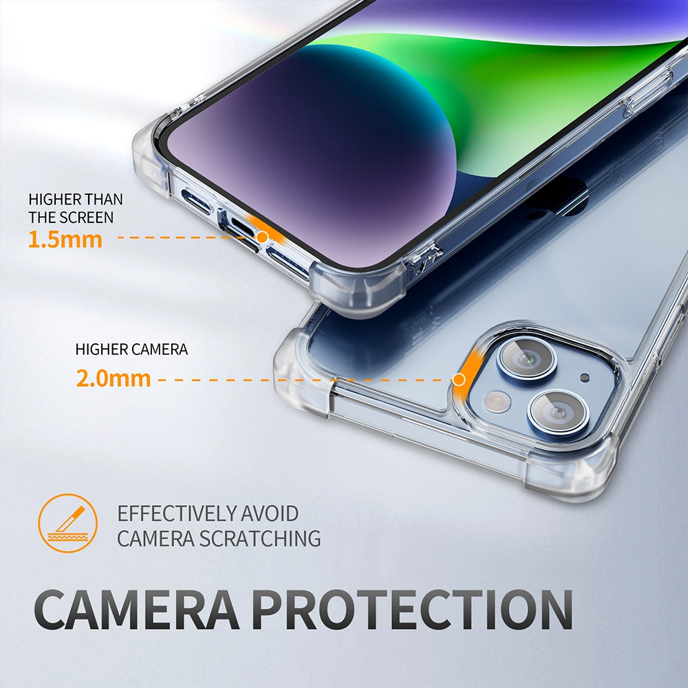 Anti-Shock Space Protective Clear Case Cover for iPhone 13 / 14-Clear - Black