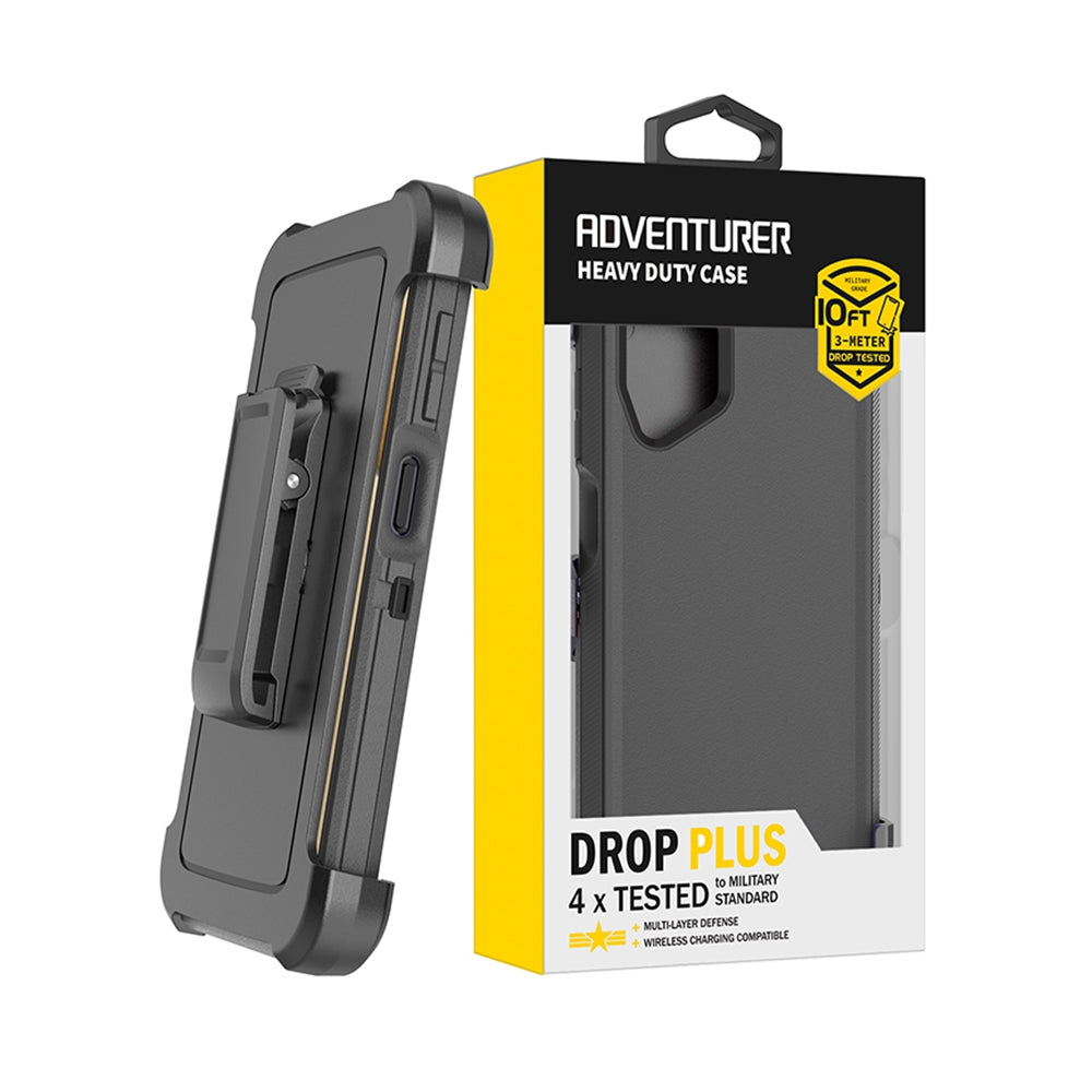 Samsung Galaxy A12 Heavy-Duty Armor Case Cover - Black