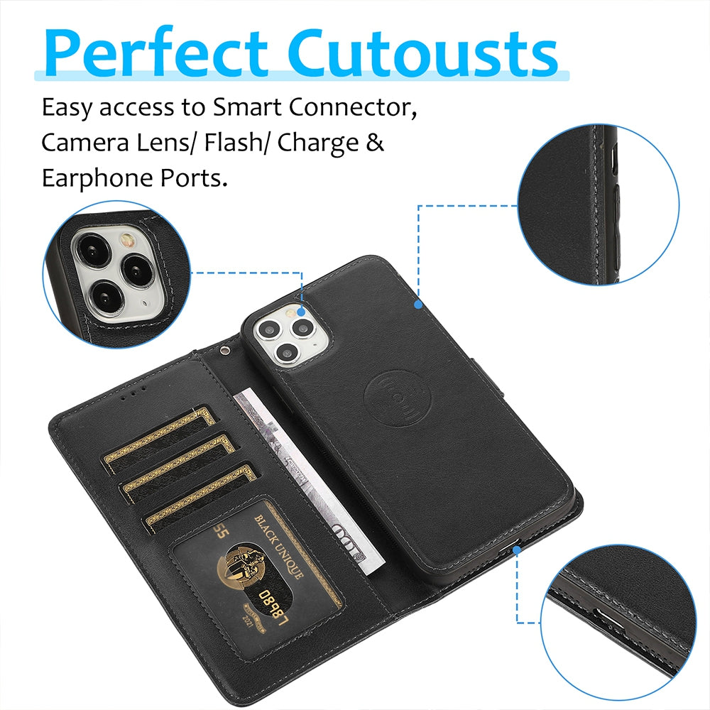 iphone-11-pro-max-leather-wallet-flip-magsafe-case-cover-black-21169 Black