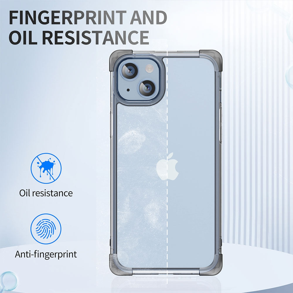 Anti-Shock Space Protective Clear Case Cover for iPhone 15 -Clear - Black