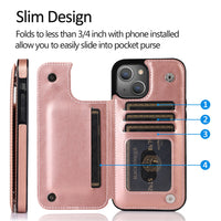 Thumbnail for Back Flip Leather Wallet Cover Case for iPhone 13 - Black