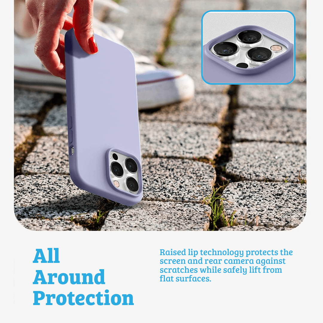 iPhone 15 Pro Soft Silicone Case Cover: Durable, Shock-Proof, Drop-Proof, Smooth Silky Exterior - Stone