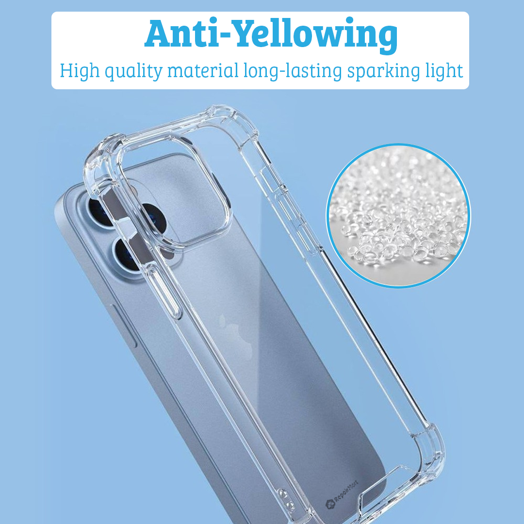 iPhone 15 Pro Hybrid Acrylic + TPU Clear Shockproof Case Cover - Total Drop-Proof Protection Made From Non-Toxic Polymers