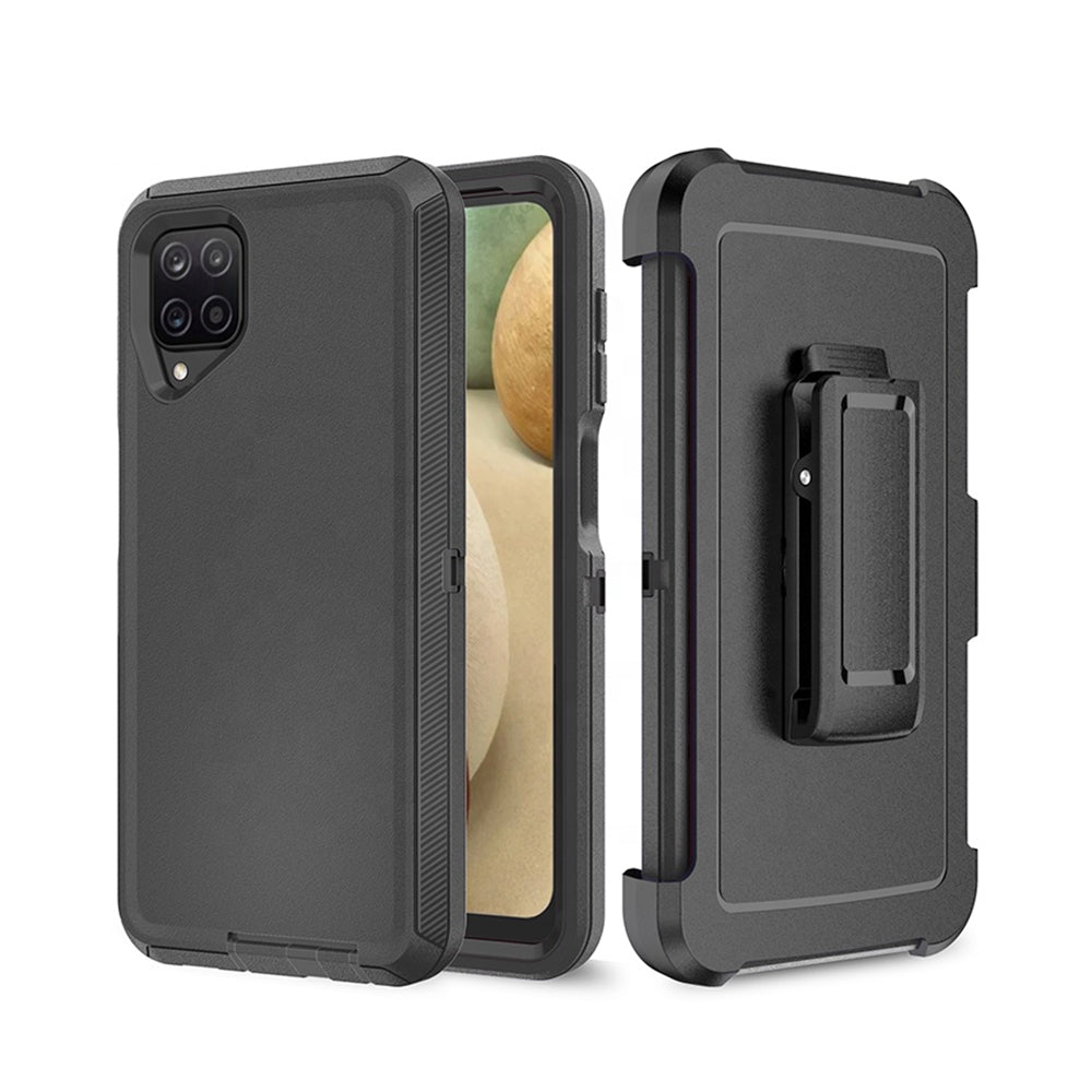 Samsung Galaxy A12 Heavy-Duty Armor Case Cover - Black