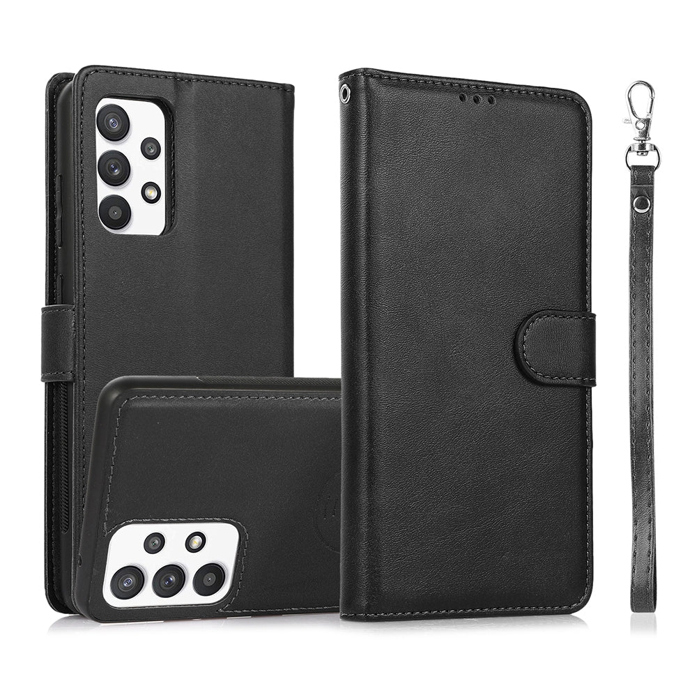 Samsung Galaxy A32 Leather Wallet Flip MagSafe Case Cover - Black