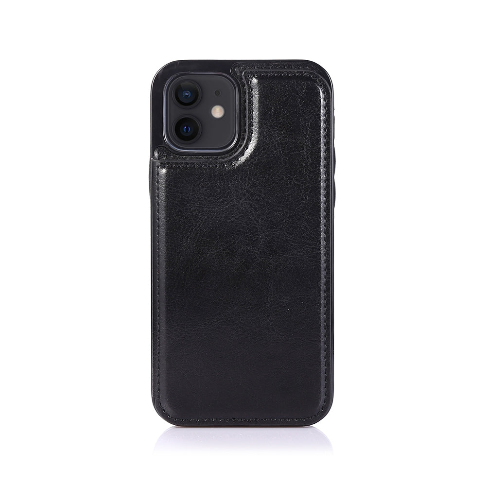 iphone-12-leather-wallet-flip-case-cover-black-19562 Black