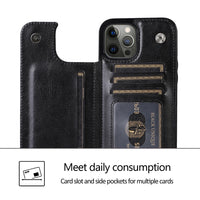 Thumbnail for Back Flip Leather Wallet Cover Case for iPhone 13 Pro - Black