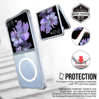 Thumbnail for Crystal Clear Transparent Case Cover With Magnetic Ring for Samsung Galaxy Z Flip7 - Transparent