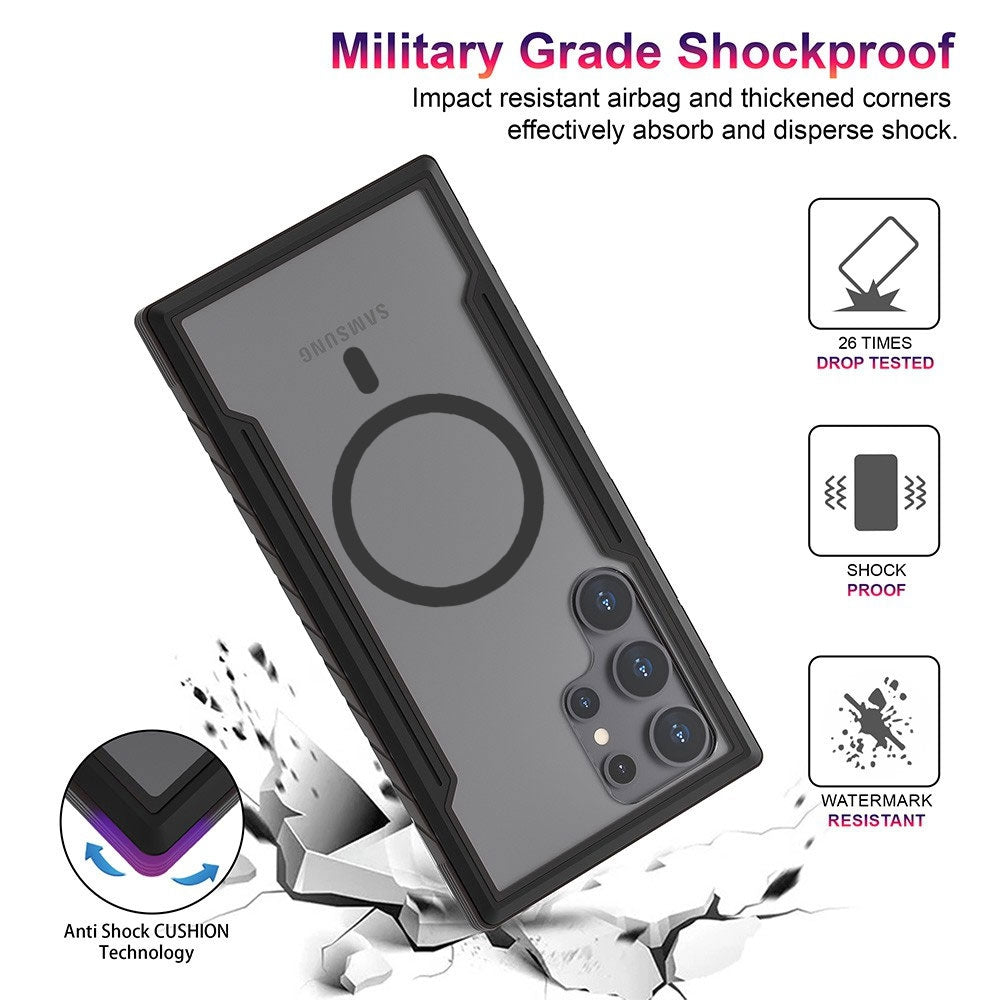 Samsung Galaxy S24 Ultra Heavy-Duty Armor MagSafe Case Cover - Black