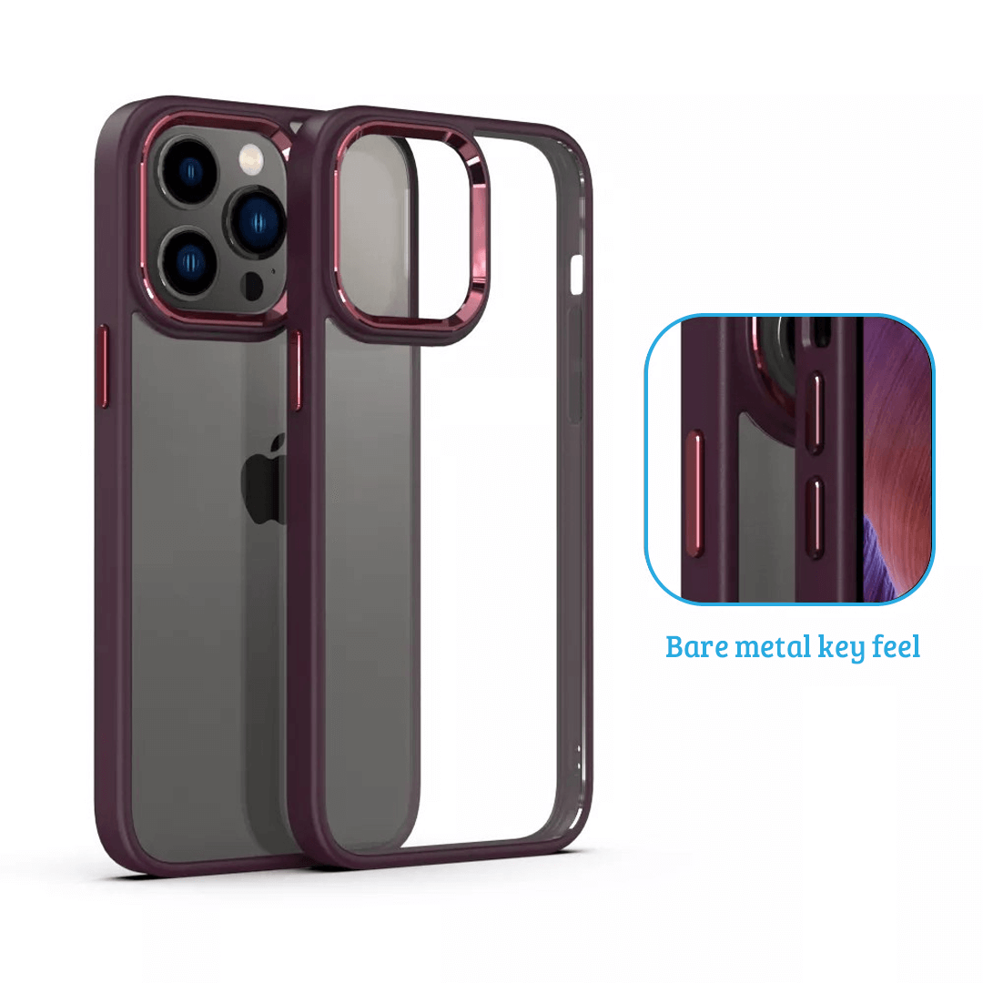 iPhone 15 Pro Case Cover - Non-Slippery, Clear & Hard, Shock & Scratch Protection With Rear Camera Lens Guard - Wine