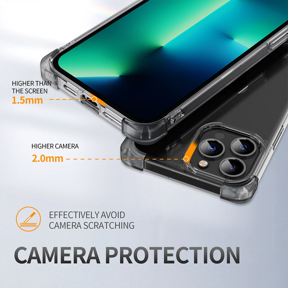 Anti-Shock Space Protective Clear Case Cover for iPhone 13 Pro Max-Clear - Black