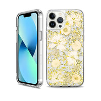 Thumbnail for Dried Flower Bling Gold Foil Clear Case Cover for iPhone 14 Pro - Gold