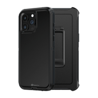 Thumbnail for iPhone 15 Plus Compatible Case Cover With Robot Armor Hard Plastic And Belt Clip - Black