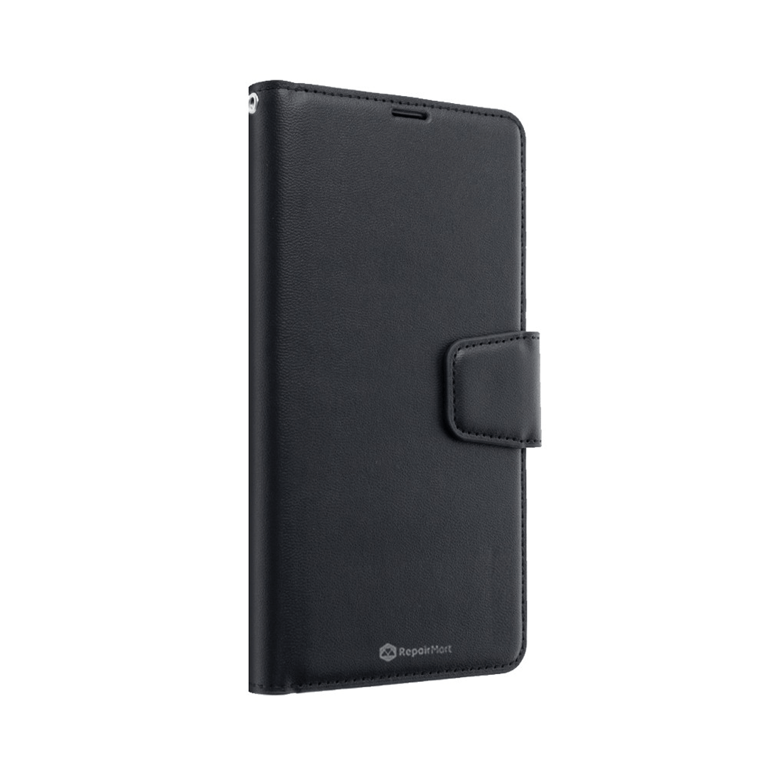 iPhone 15 Plus Compatible Case Cover With PU Flip Leather Wallet - Black