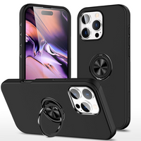 Thumbnail for iPhone 16 Pro Comprehensive Protection Case Cover with Magnetic Ring Holder: Anti-Shock, Anti-Falling - Black