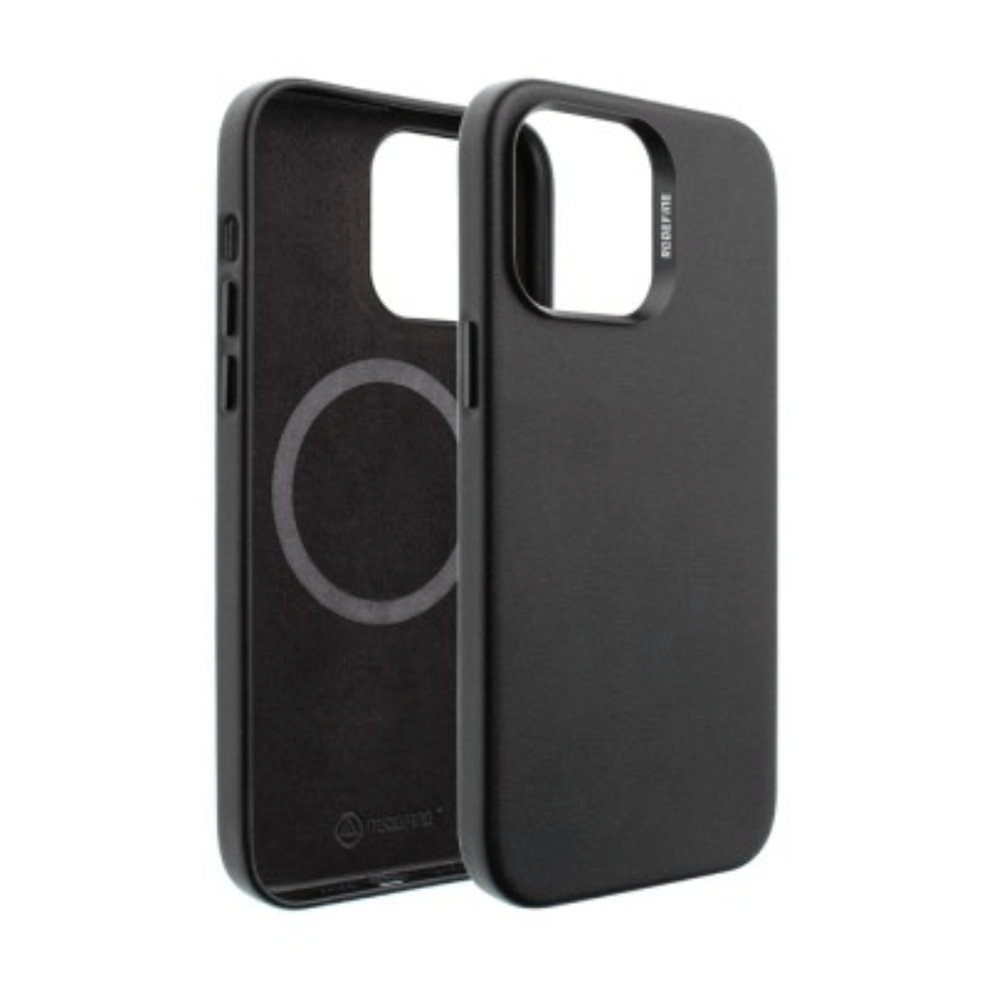   iPhone 14 Compatible Case Cover With Metal Camera Lens PU Leather And Compatible With MagSafe Technology - Black