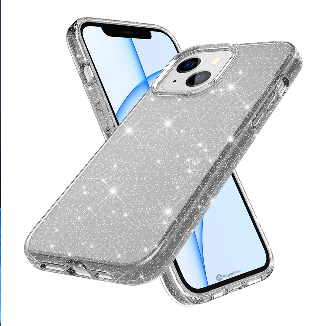 iPhone 15 Compatible Case Cover Featuring Shockproof Glitter - Clear Black