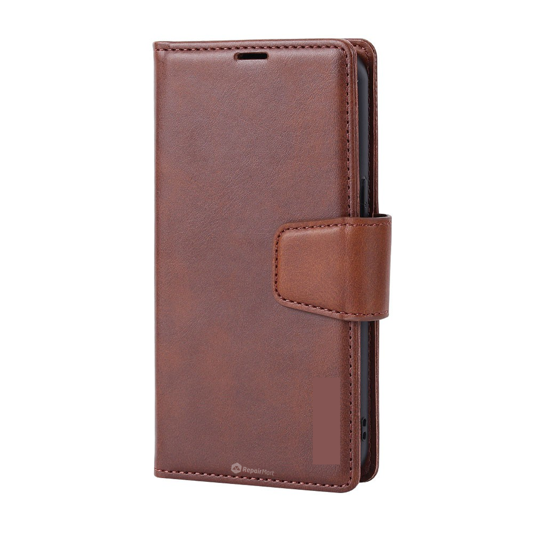 iPhone 16 Pro Magnetic Flip Wallet Case Cover with Drop-Resistant PU Leather, Multiple Card Holder Slots & Secure Front Screen Cover - Brown