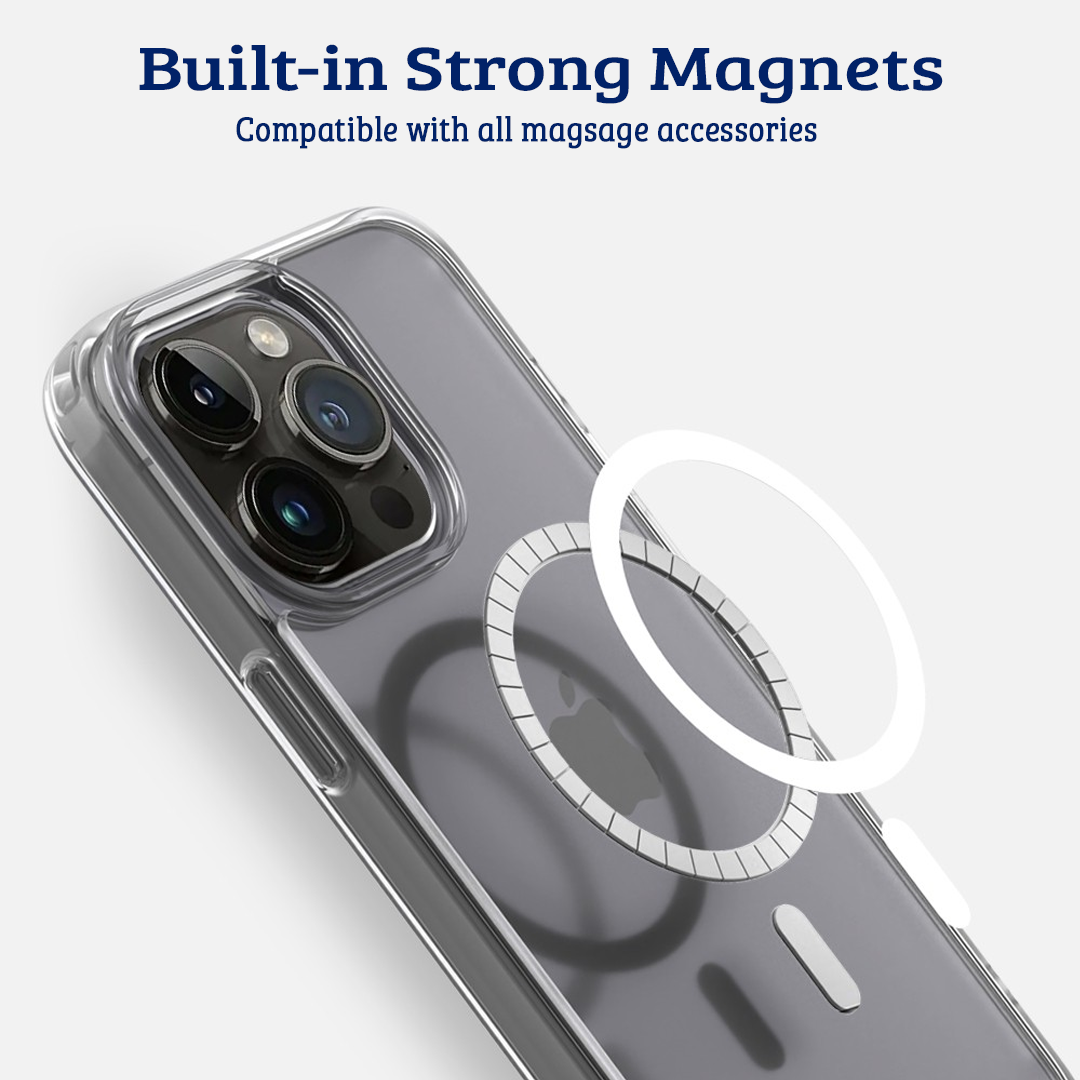 Crystal clear case with super strong magnetic feature, designed to fit for iPhone 15