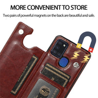 Thumbnail for Back Flip Leather Wallet Cover Case for Samsung Galaxy A21s - Black