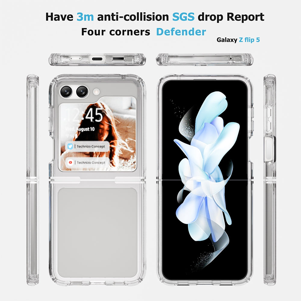 Samsung Galaxy Z Flip5 Leather Wallet Flip Case Cover - Clear