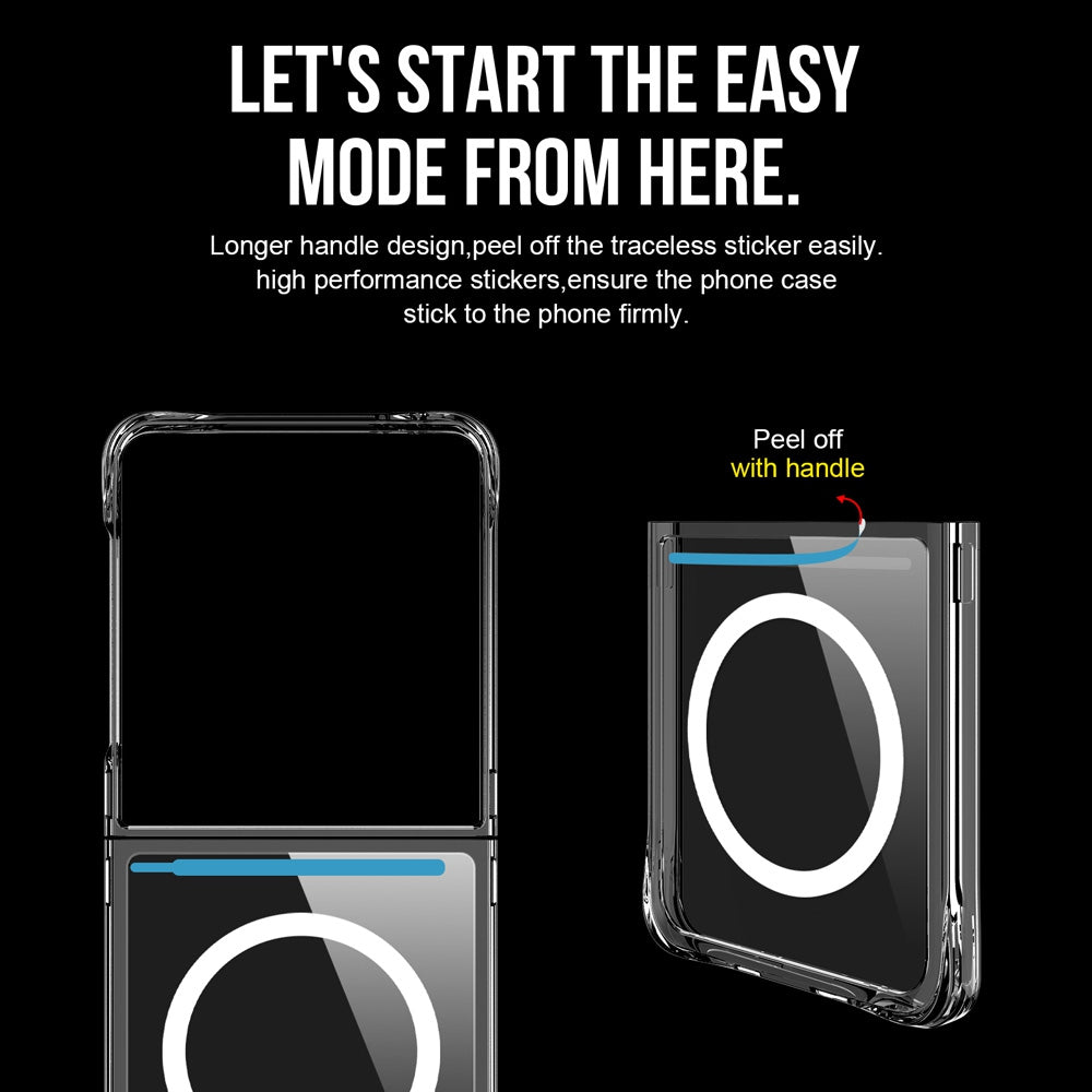 Crystal Clear Transparent Case Cover With Magnetic Ring for Samsung Galaxy Z Flip7 - Transparent