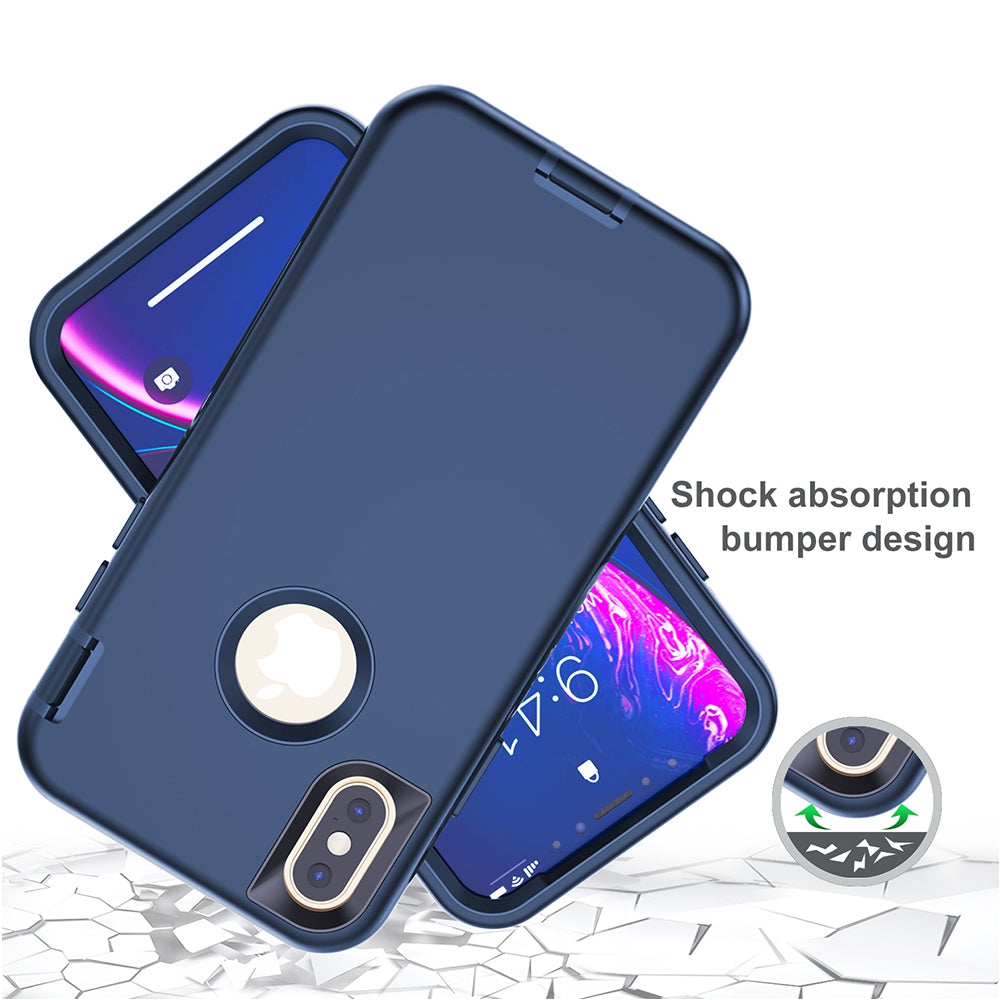 3 in 1 Shockproof Silicone Armor Case Cover for iPhone XS Max - Black