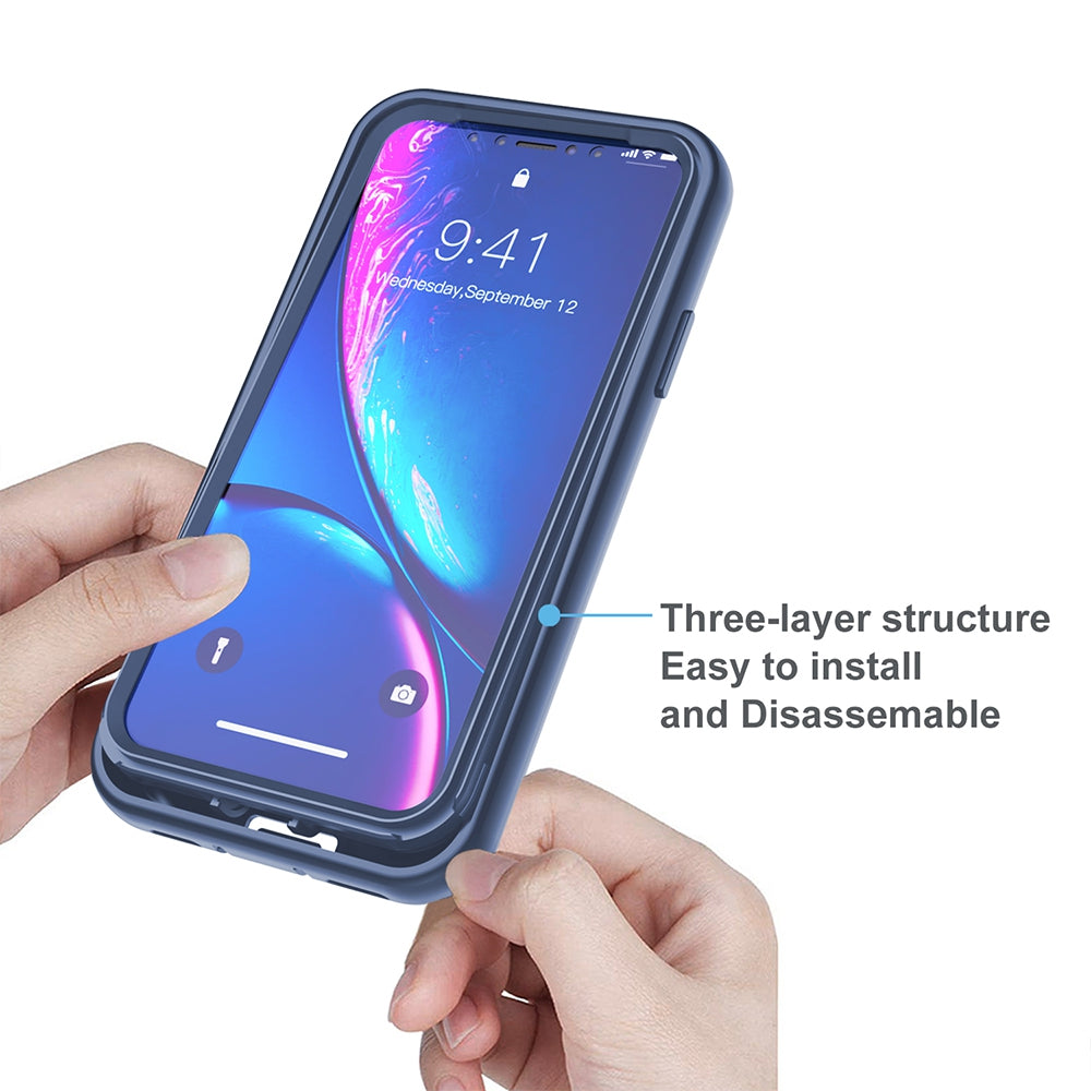 3 in 1 Shockproof Silicone Armor Case Cover for iPhone XS Max - Black