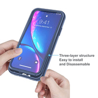 Thumbnail for 3 in 1 Shockproof Silicone Armor Case Cover for iPhone XS Max - Black