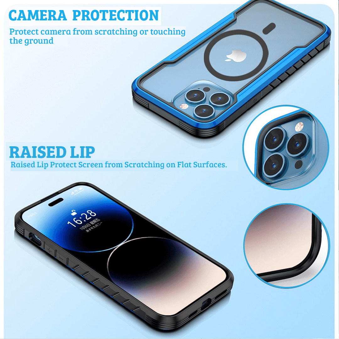iPhone 15 Pro Max Compatible Armor Case Cover Premium Shockproof Heavy Duty Compatible with MagSafe Technology - Blue